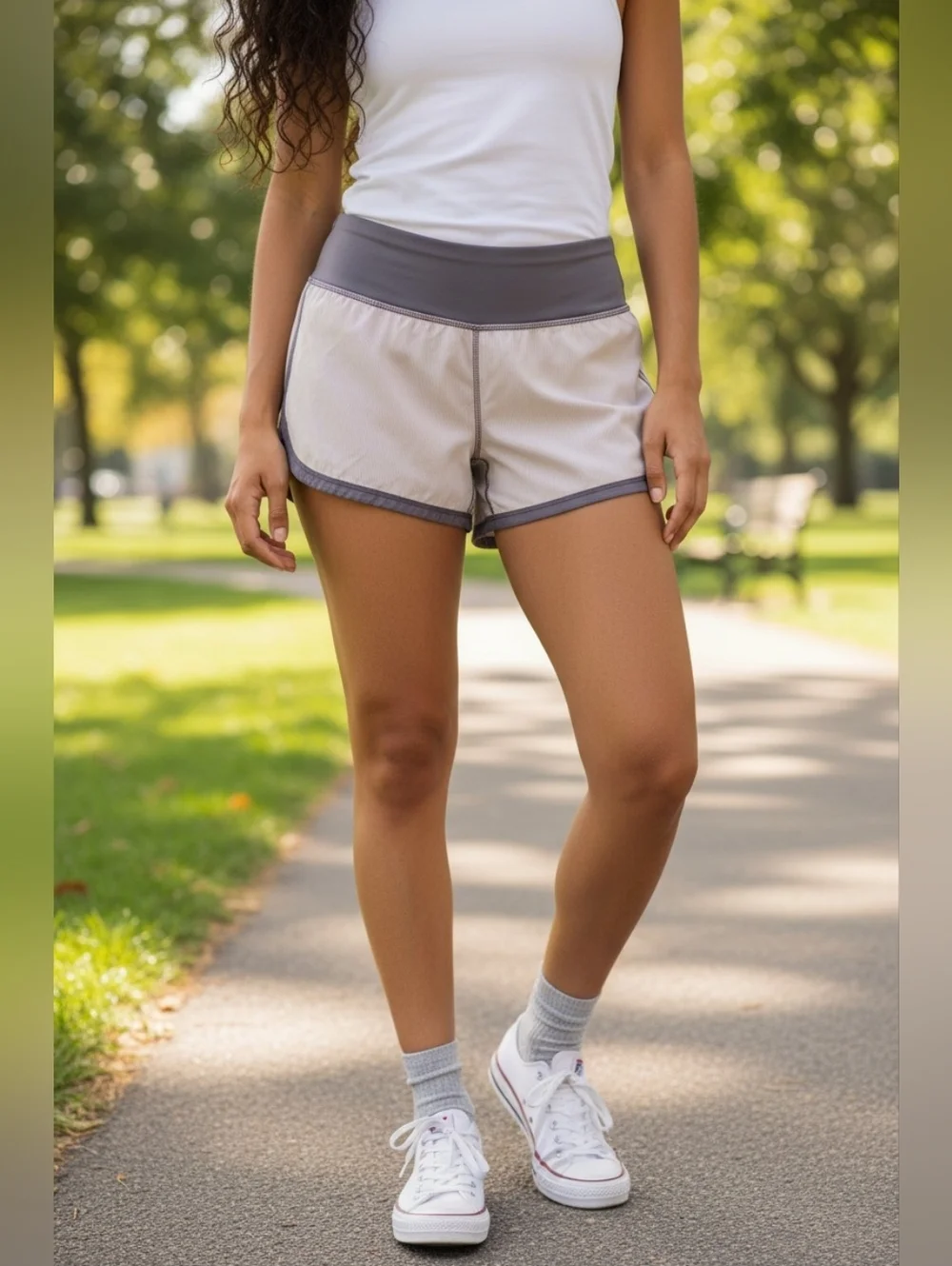 lululemon athletica Gray & White Run Times Shorts Size 4